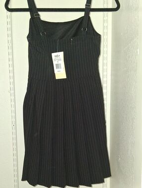 Black dress with pink pinstripes